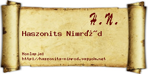 Haszonits Nimród névjegykártya
